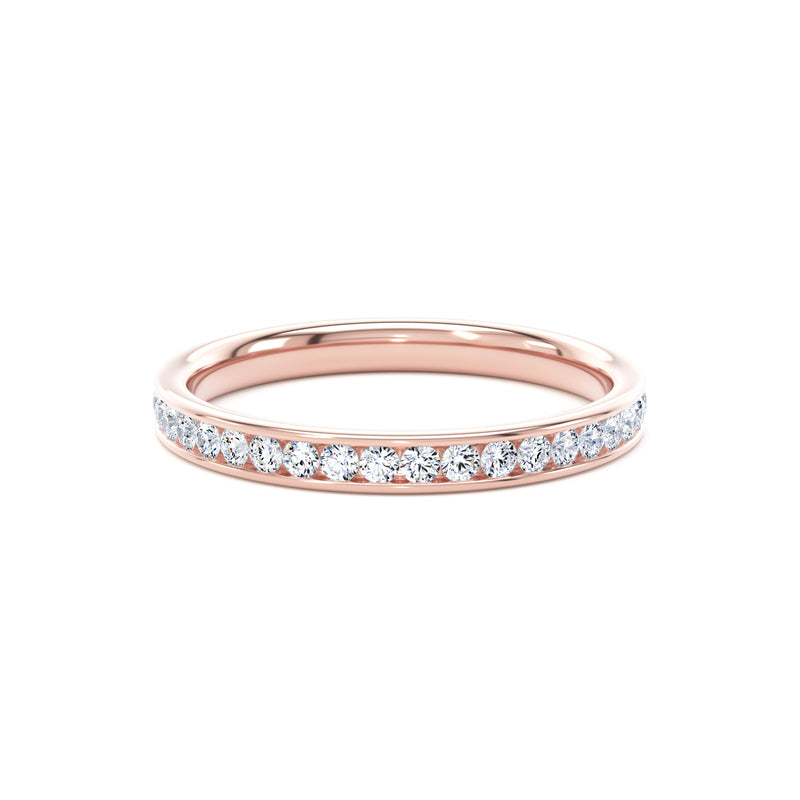 Round Diamond Rose Gold Ring, Channel Set Half Eternity | ET1226