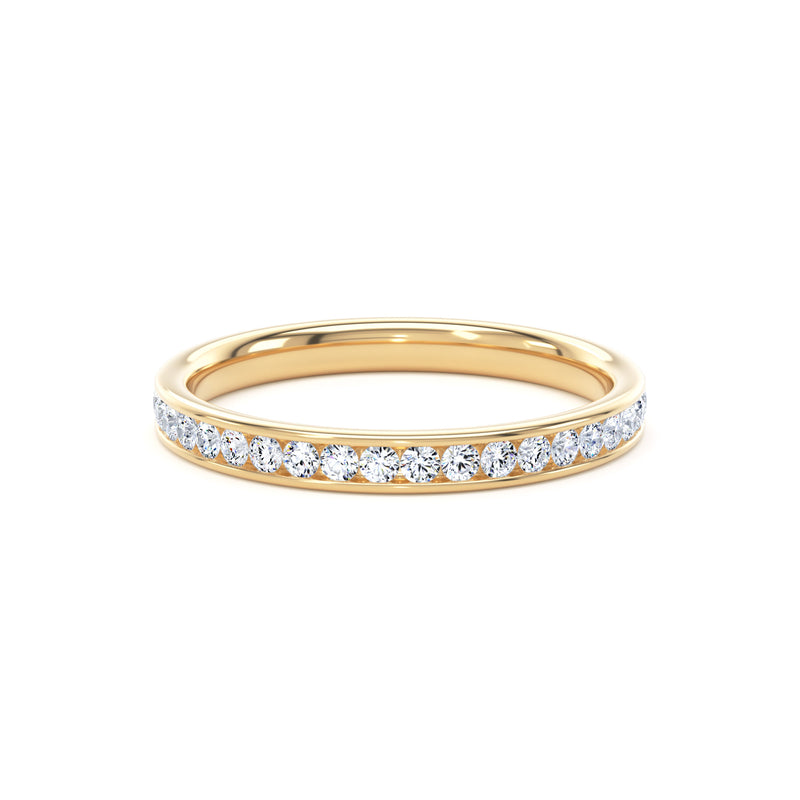 Round Diamond Yellow Gold Ring, Channel Set Half Eternity | ET1226