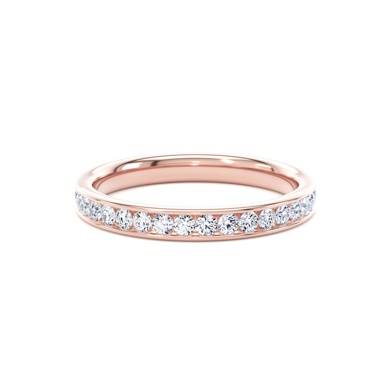 Round Diamond Rose Gold Ring, Channel Set Half Eternity | ET1226