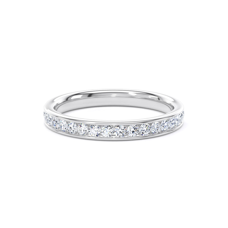 Round Diamond Platinum Ring, Channel Set Half Eternity | ET1226