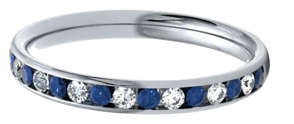 Round Diamond & Sapphire Ring, Channel Set Half Eternity | ET1301