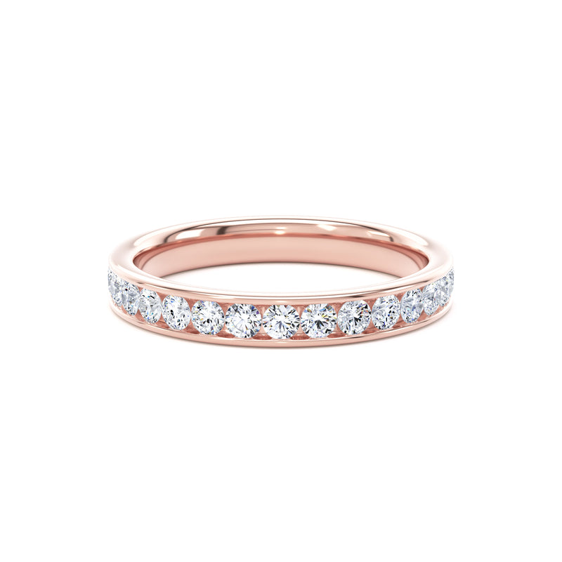 Round Diamond Rose Gold Ring, Channel Set Half Eternity | ET1226