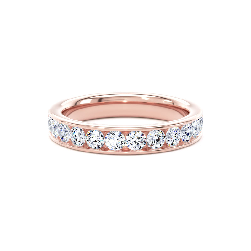 Round Diamond Rose Gold Ring, Channel Set Half Eternity | ET1226