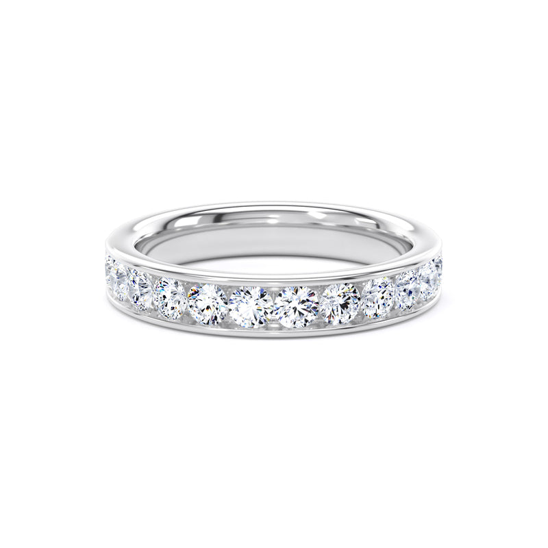 Round Diamond Platinum Ring, Channel Set Half Eternity | ET1226