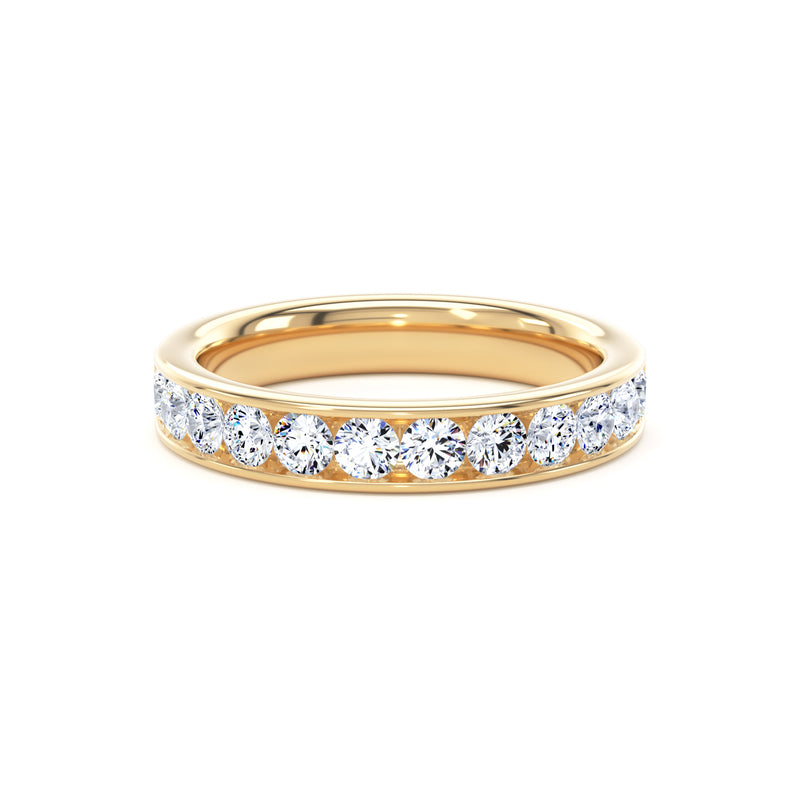 Round Diamond Yellow Gold Ring, Channel Set Half Eternity | ET1226