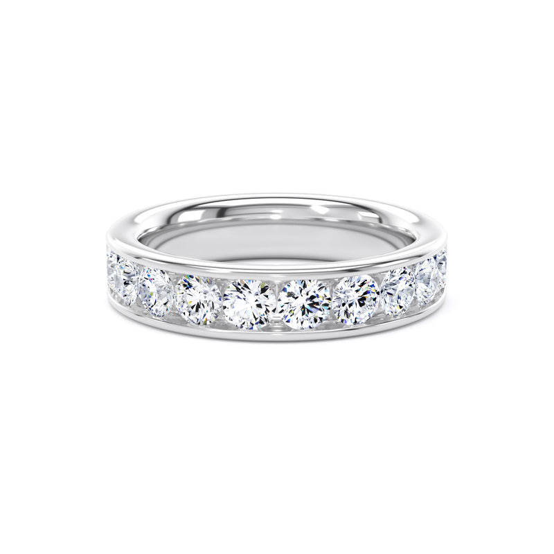 Round Diamond Platinum Ring, Channel Set Half Eternity | ET1226