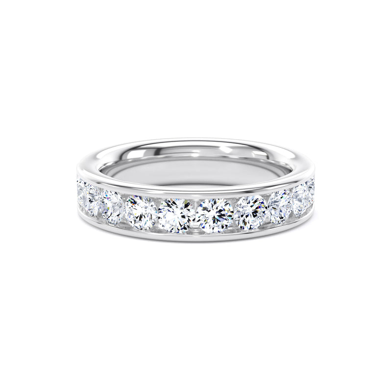 Round Diamond Platinum Ring, Channel Set Half Eternity | ET1226