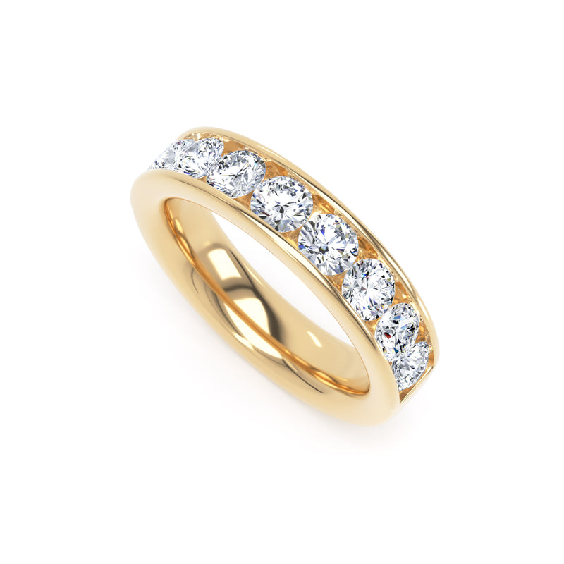 Round Diamond Yellow Gold Ring, Channel Set Half Eternity | ET1226