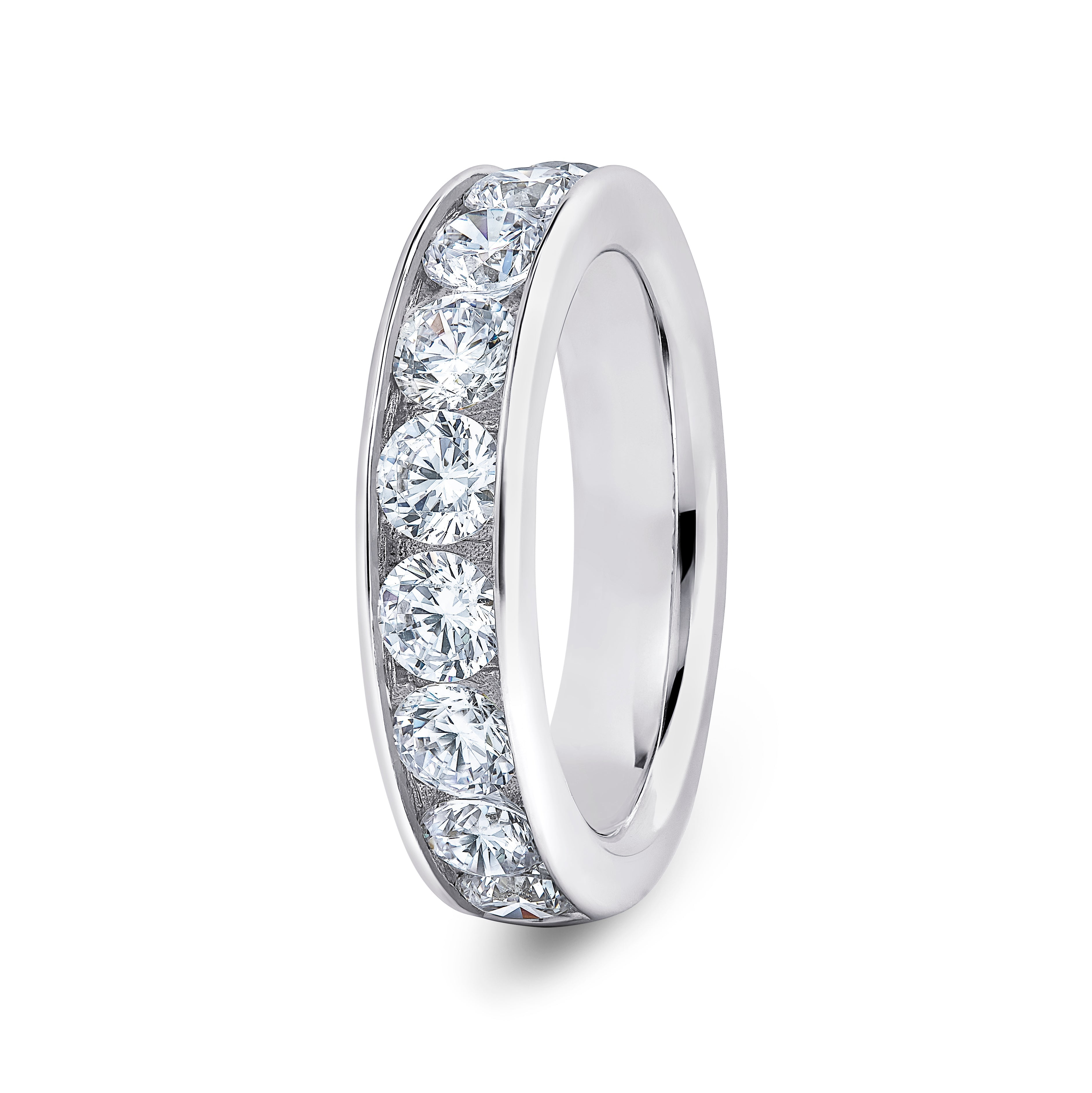 Round, Channel, Platinum Half Set Eternity Ring