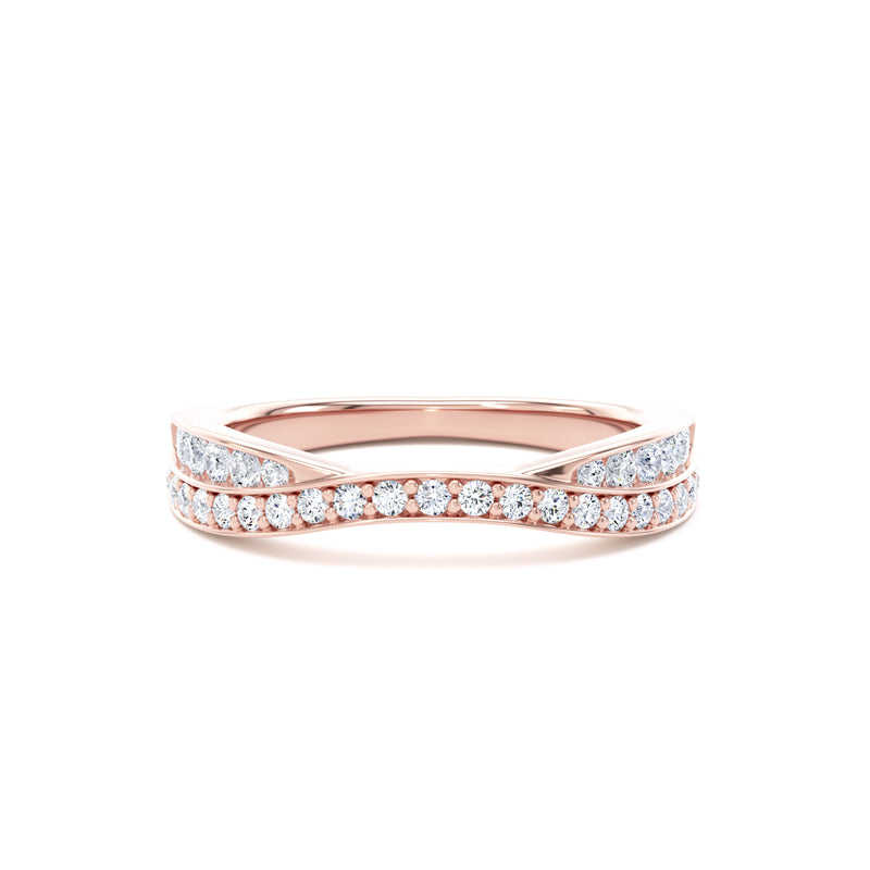 Round Diamond Rose Gold Ring, Entwined Band Half Eternity | ET1223