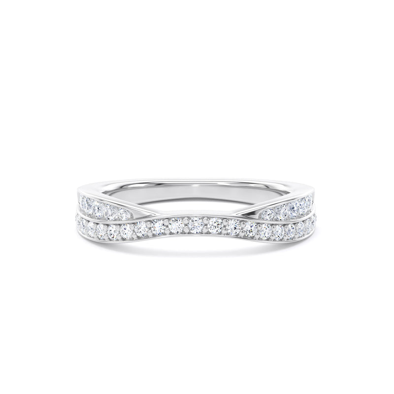 Round Diamond White Gold Ring, Entwined Band Half Eternity | ET1223