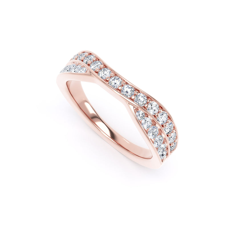 Round Diamond Rose Gold Ring, Entwined Band Half Eternity | ET1223