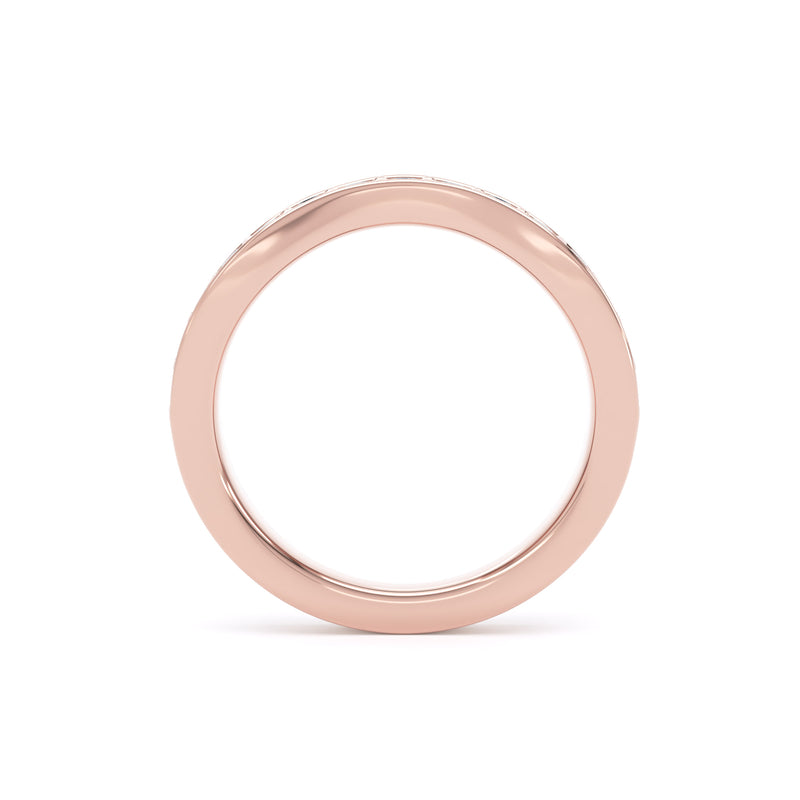 Round Diamond Rose Gold Ring, Entwined Band Half Eternity | ET1223