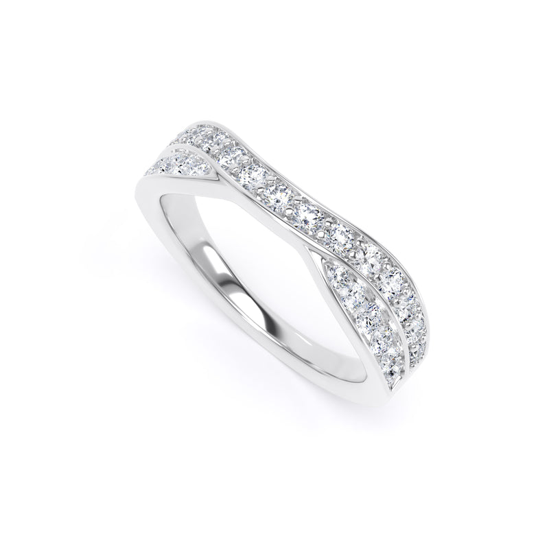 Round Diamond Platinum Ring, Entwined Band Half Eternity | ET1223