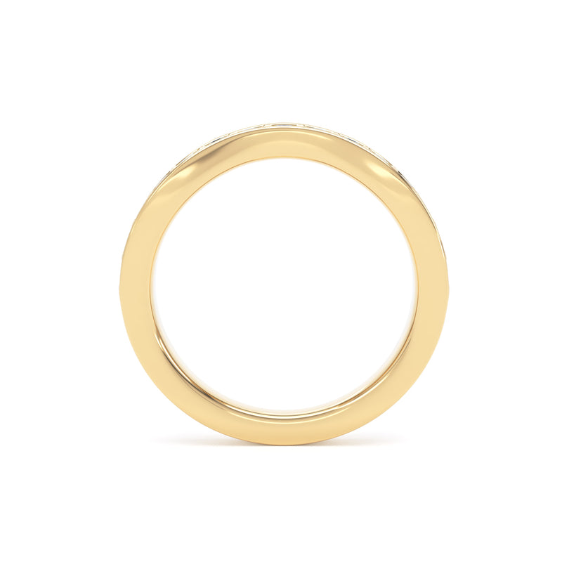 Round Diamond Yellow Gold Ring, Entwined Band Half Eternity | ET1223
