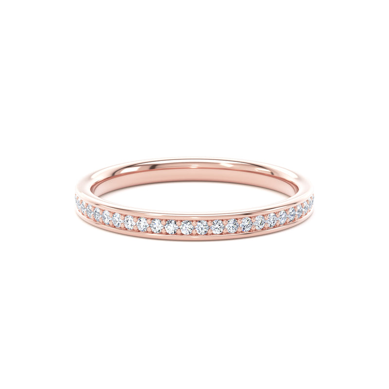 Round Diamond Rose Gold Ring, Grain Set Half Eternity | ET1221