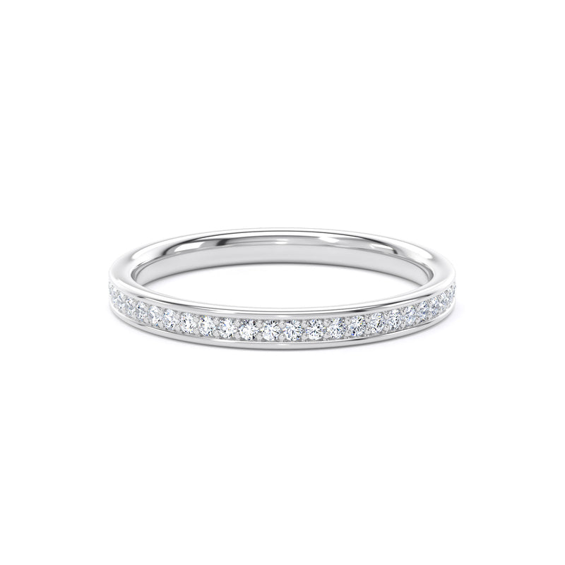 Round Diamond White Gold Ring, Grain Set Half Eternity | ET1221