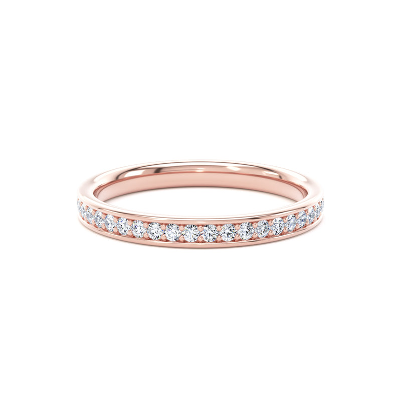 Round Diamond Rose Gold Ring, Grain Set Half Eternity | ET1221