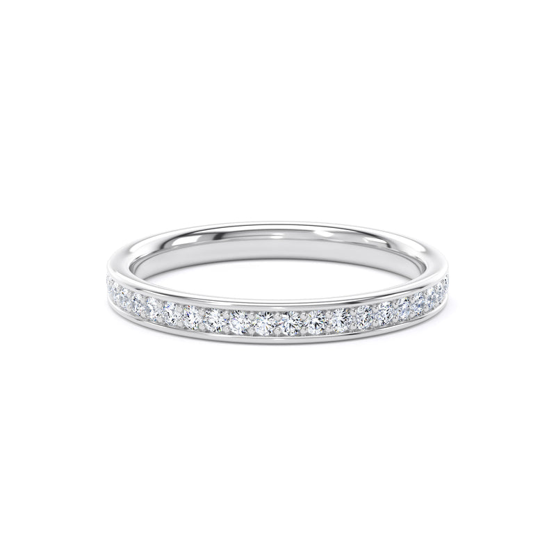 Round Diamond White Gold Ring, Grain Set Half Eternity | ET1221