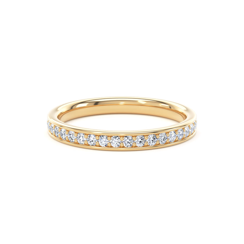 Round Diamond Yellow Gold Ring, Grain Set Half Eternity | ET1221