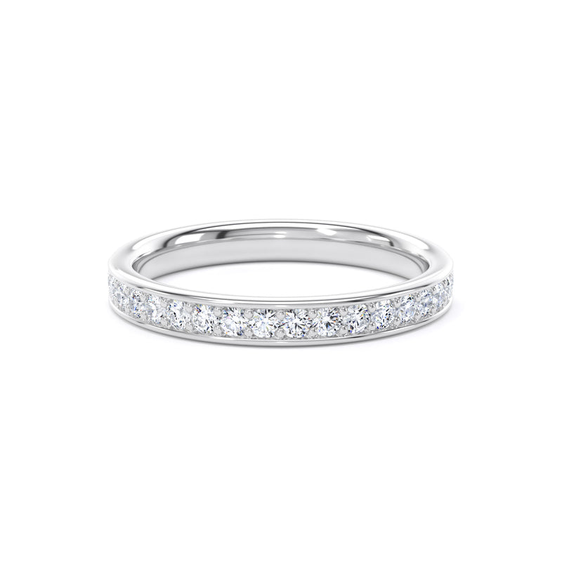 Round Diamond Platinum Ring, Grain Set Half Eternity | ET1221