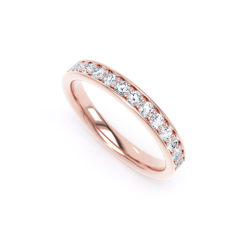 Round Diamond Rose Gold Ring, Grain Set Half Eternity | ET1221