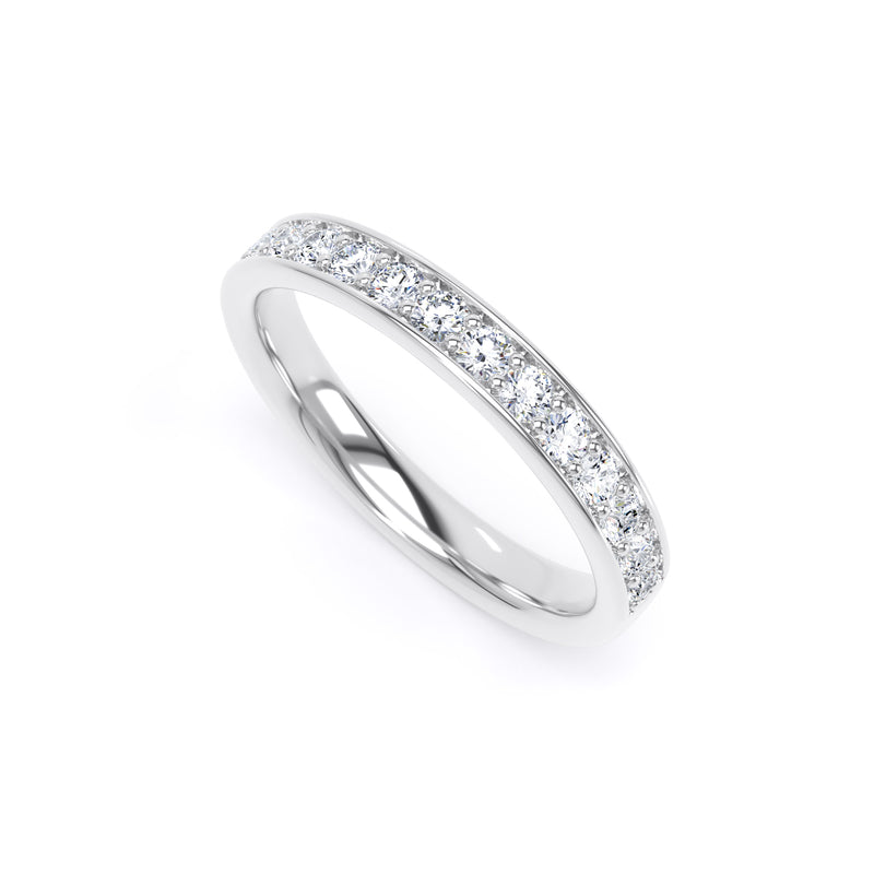 Round Diamond Platinum Ring, Grain Set Half Eternity | ET1221