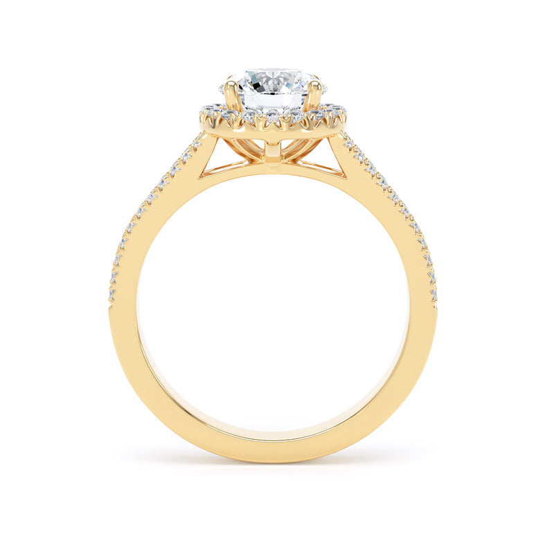 Halo Split Diamond Shoulder Ring | Yellow Gold, Round Diamond | RHF01 LGR