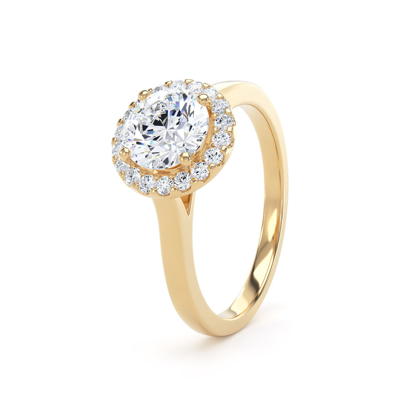 Halo Ring | Yellow Gold, Round Diamond | RHP01 SMR