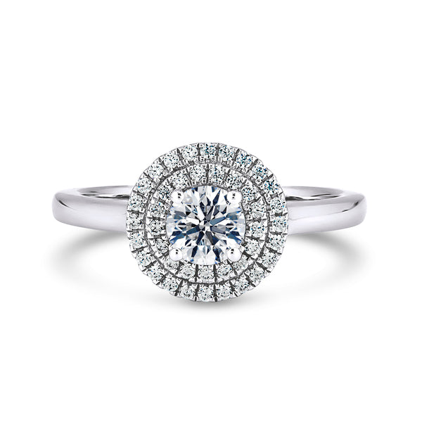 Round Double Halo White Gold Ring | RHP02 LGR