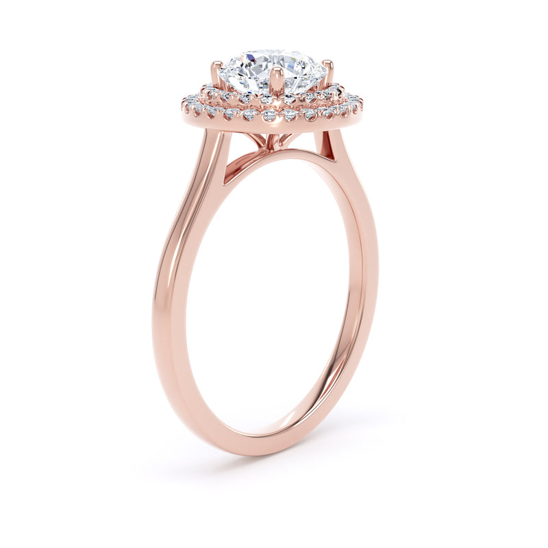 Double Halo Ring | Rose Gold, Round Diamond | RHP02 SMR