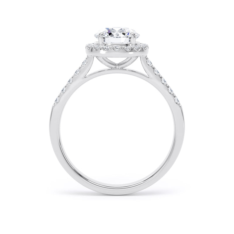 Round Diamond Platinum Ring, Diamond Band Halo | SMR RHS01