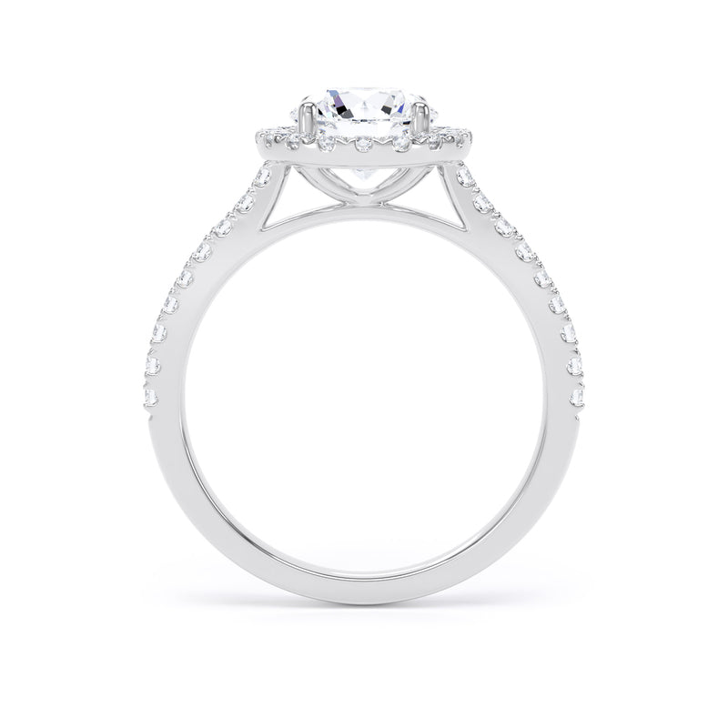 Halo Diamond Shoulder Ring | White Gold, Round Diamond | RHW01 SMR