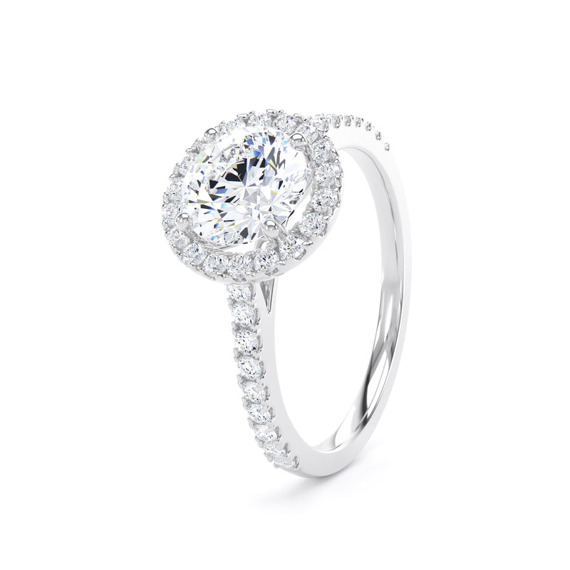 Halo Diamond Shoulder Ring | White Gold, Round Diamond | RHW01 SMR