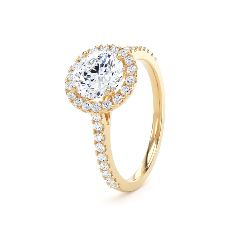 Halo Diamond Shoulder Ring | Yellow Gold, Round Diamond | RHW01 LGR