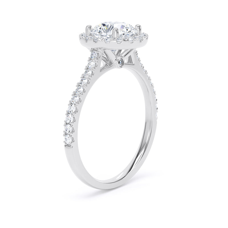 Halo Peekaboo Diamond Shoulder Ring | Platinum, Round Diamond | RHW03 SMR