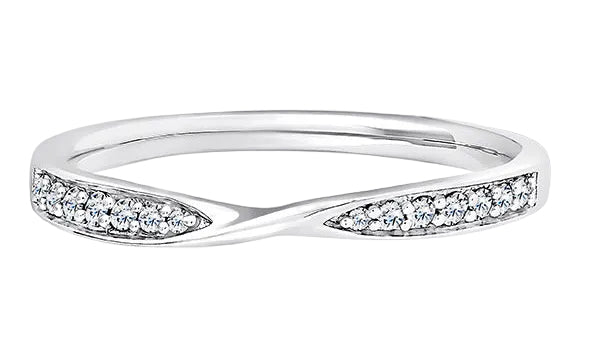 Round Diamond White Gold Ring, Pinched Twisted Half Eternity | ET1243
