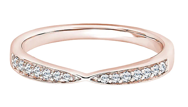 Round Diamond Rose Gold Ring, Pinched Half Eternity | ET1242