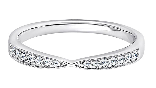 Round Diamond White Gold Ring, Pinched Half Eternity | ET1242
