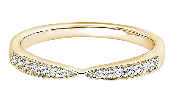 Round Diamond Yellow Gold Ring, Pinched Half Eternity | ET1242