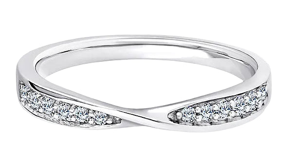 Round Diamond Ring, Pinched Twisted Half Eternity | ET1243