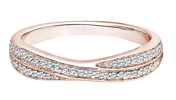 Round Diamond Ring, Crossover Two Row Half Eternity | ET1250