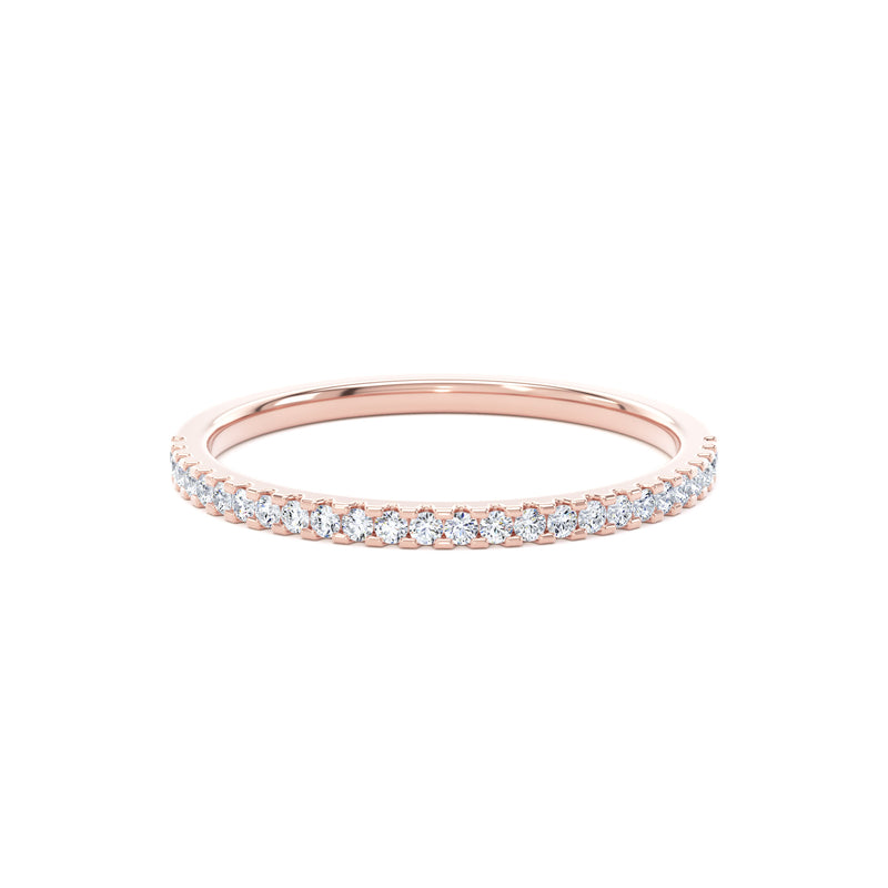 Round Diamond Rose Gold Ring, Mini Claw Half Eternity | ET1217