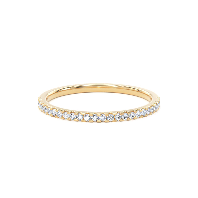 Round Diamond Yellow Gold Ring, Mini Claw Half Eternity | ET1217
