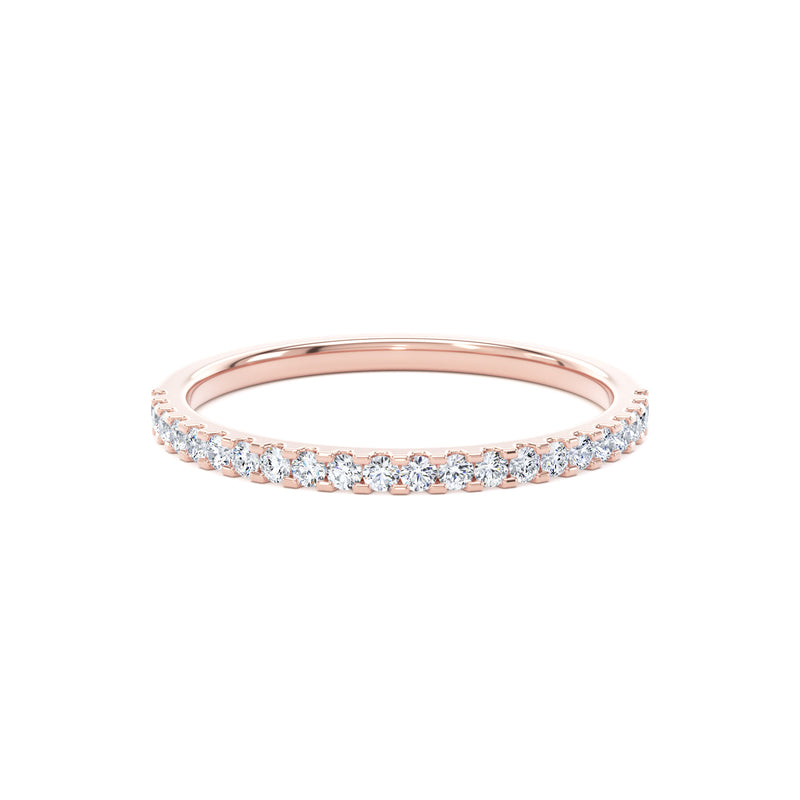 Round Diamond Rose Gold Ring, Mini Claw Half Eternity | ET1217