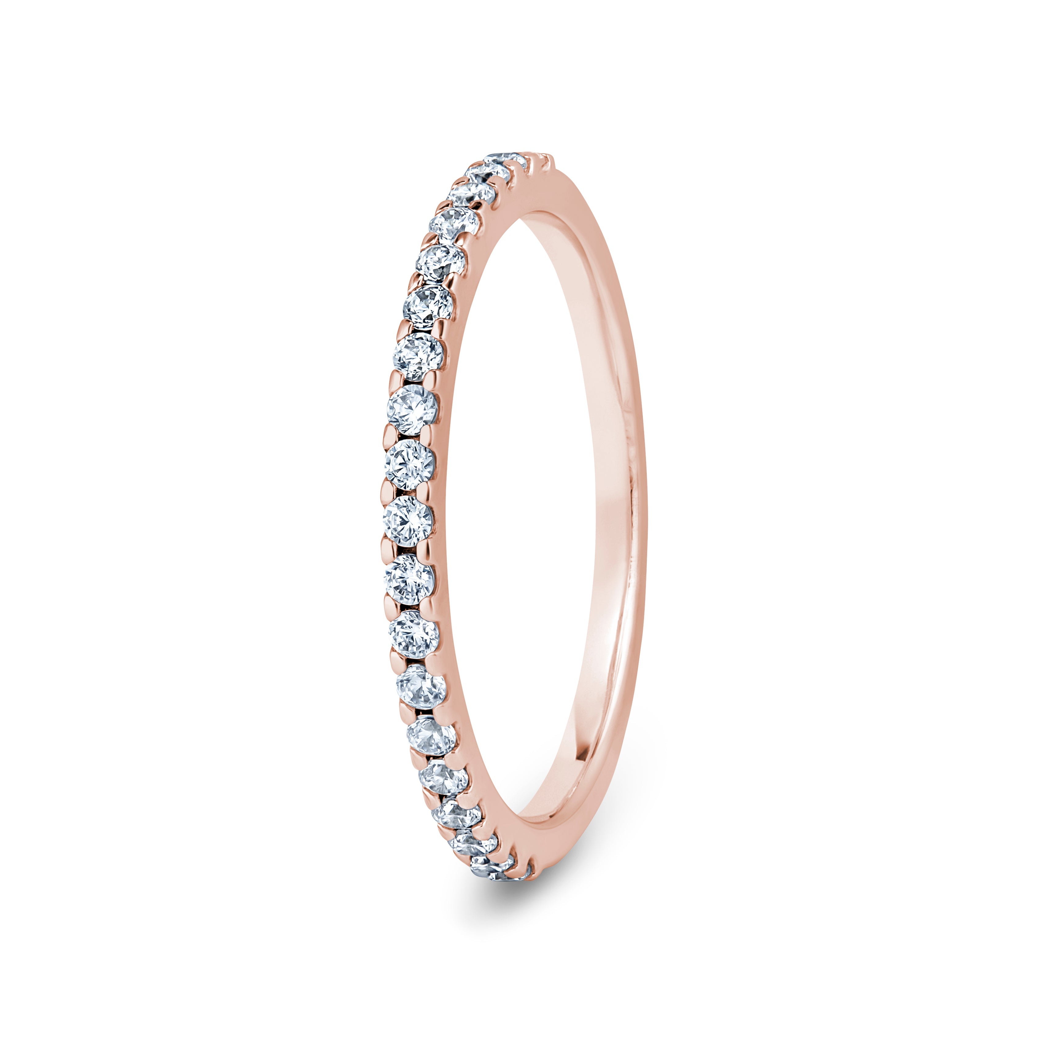 Round, Mini Claw, Rose Gold Half Set Eternity Ring