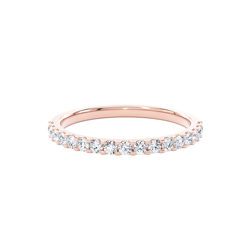 Round Diamond Rose Gold Ring, Mini Claw Half Eternity | ET1217