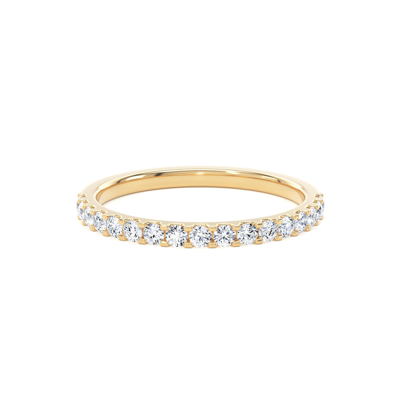 Round Diamond Yellow Gold Ring, Mini Claw Half Eternity | ET1217
