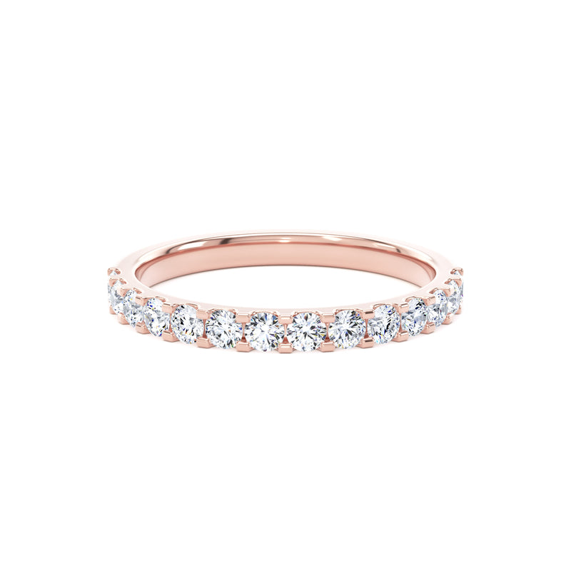 Round Diamond Rose Gold Ring, Mini Claw Half Eternity | ET1217
