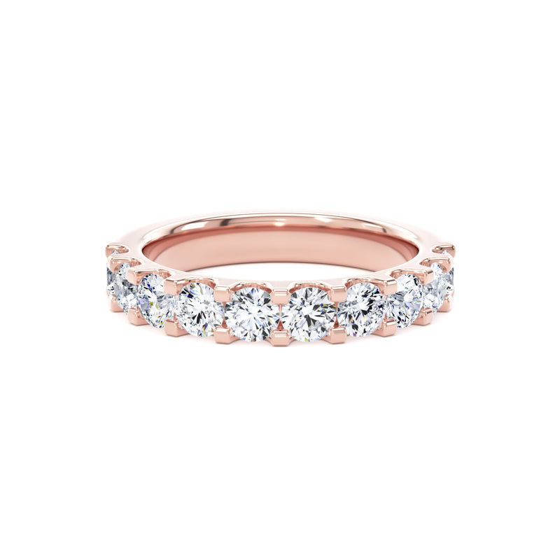Round Diamond Rose Gold Ring, Mini Claw Half Eternity | ET1217